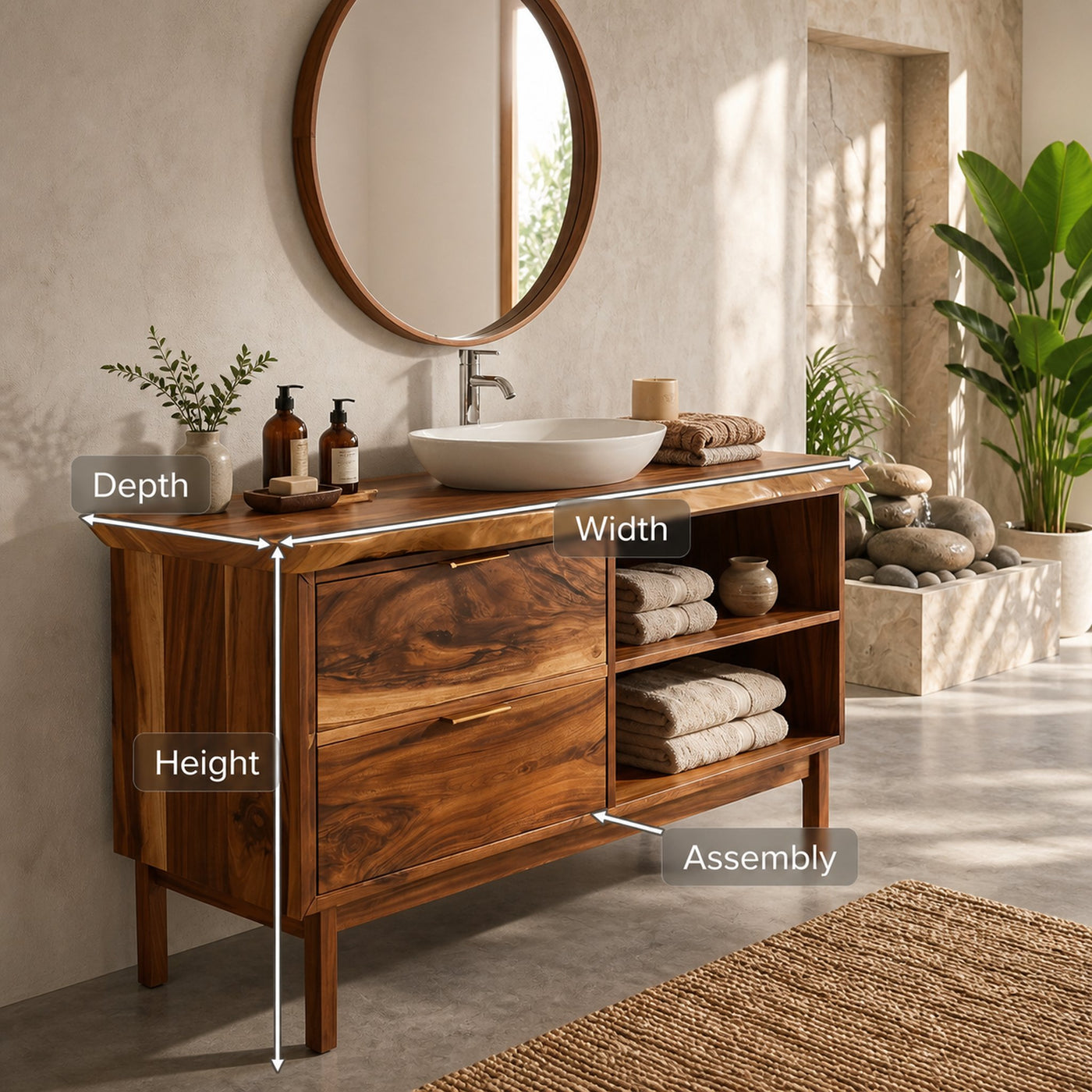 Handmade Wood Sink Cabinet For Powder Room - product view 8
