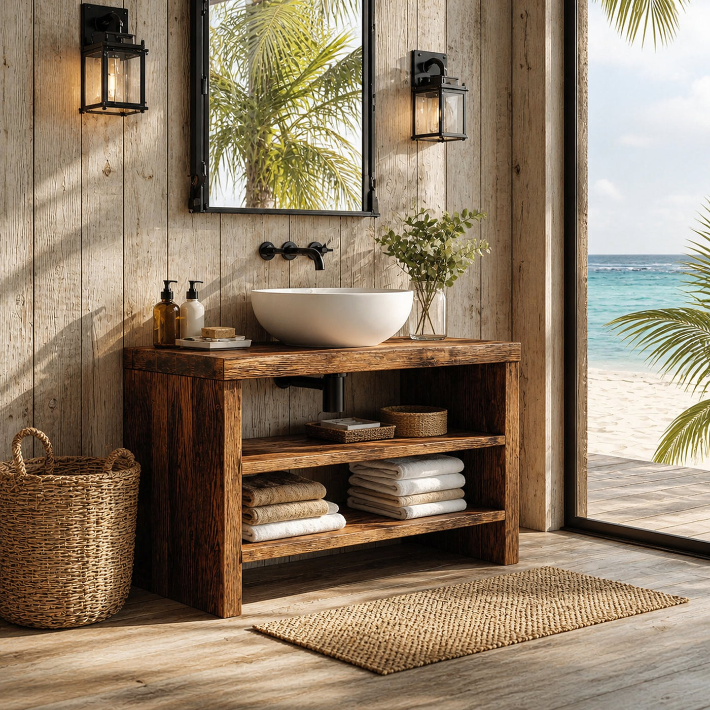 Live Edge Vanity Rustic Style For Bathroom Design - product view 2