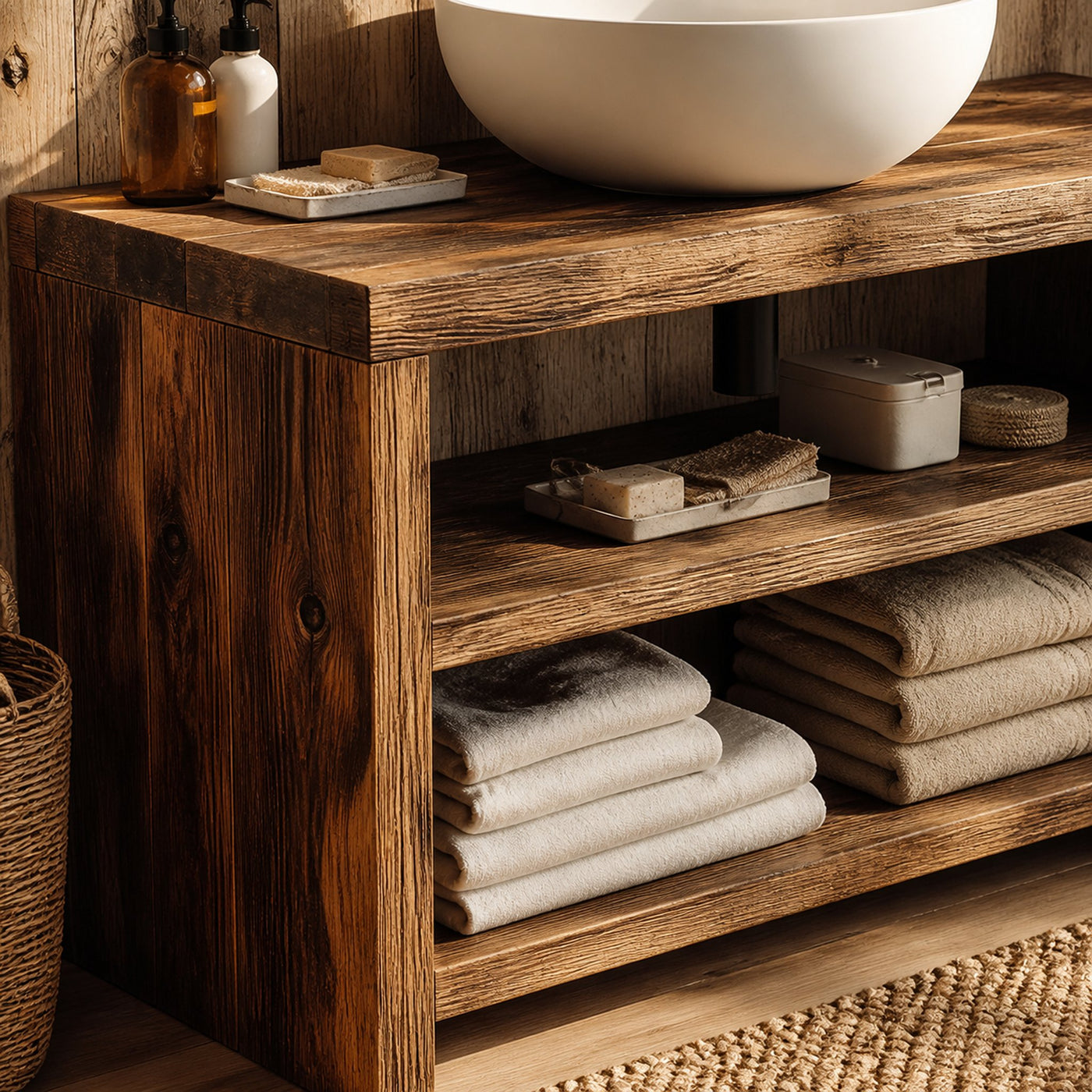 Live Edge Vanity Rustic Style For Bathroom Design - product view 3