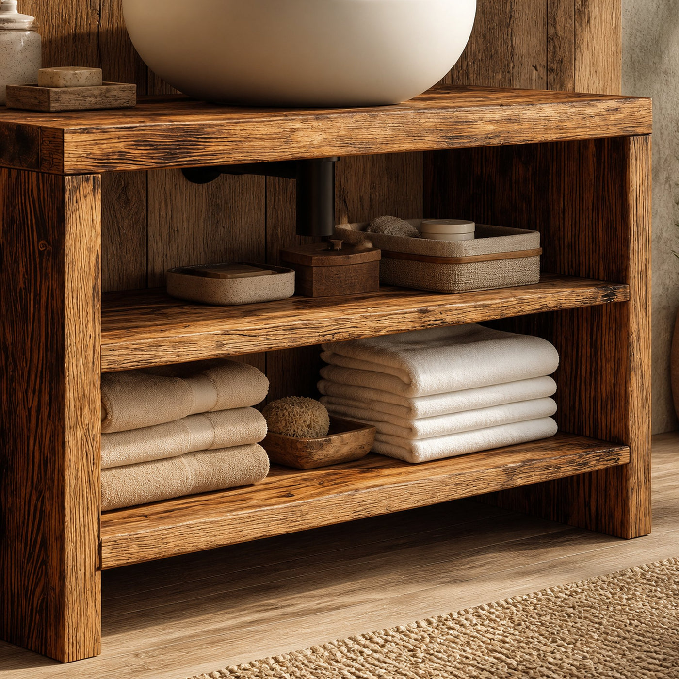Live Edge Vanity Rustic Style For Bathroom Design - product view 4