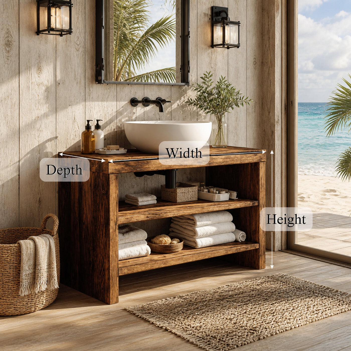 Live Edge Vanity Rustic Style For Bathroom Design - product view 6