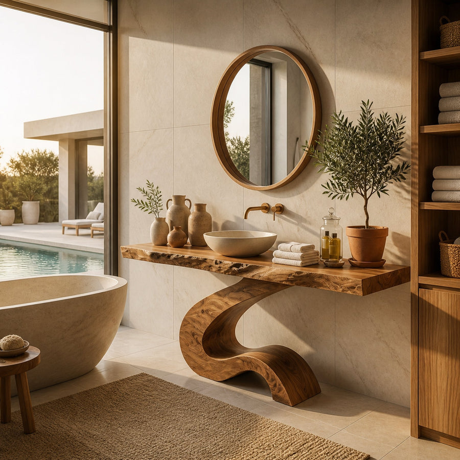 Luxury Bathroom Vanity With Organic S Curve Support For Bathroom