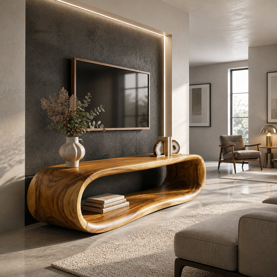 Luxury Sculptural TV Stand For Contemporary Living Room