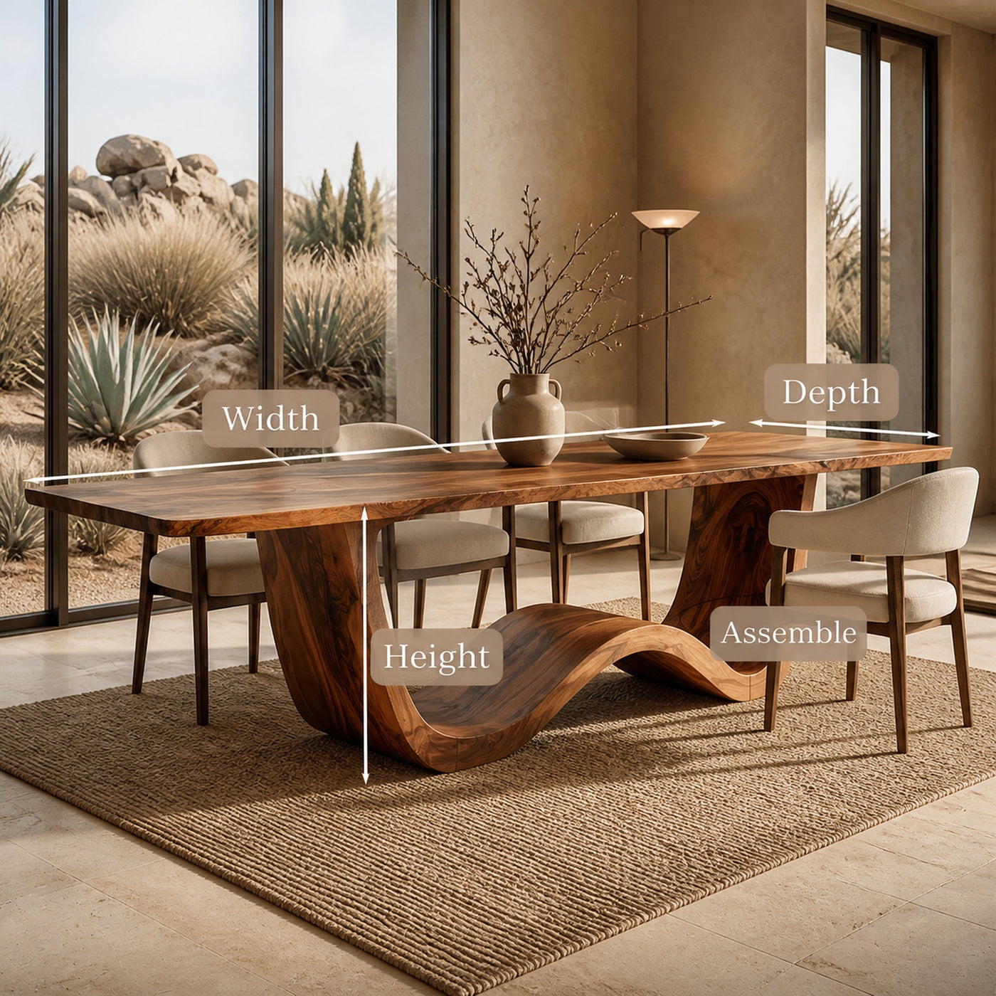 Luxury Wood Dining Table With Curved Pedestal For Dining Room - product view 8