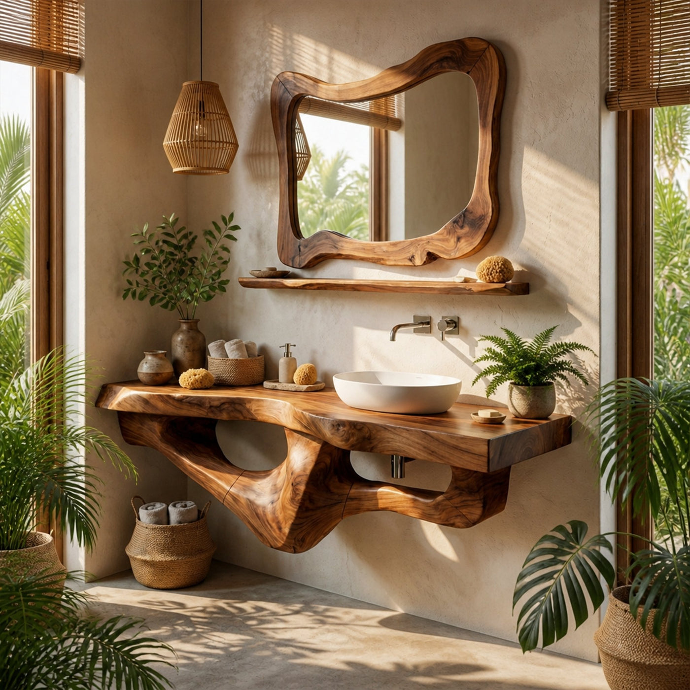 Mid Century Bathroom Vanity For Family Bath