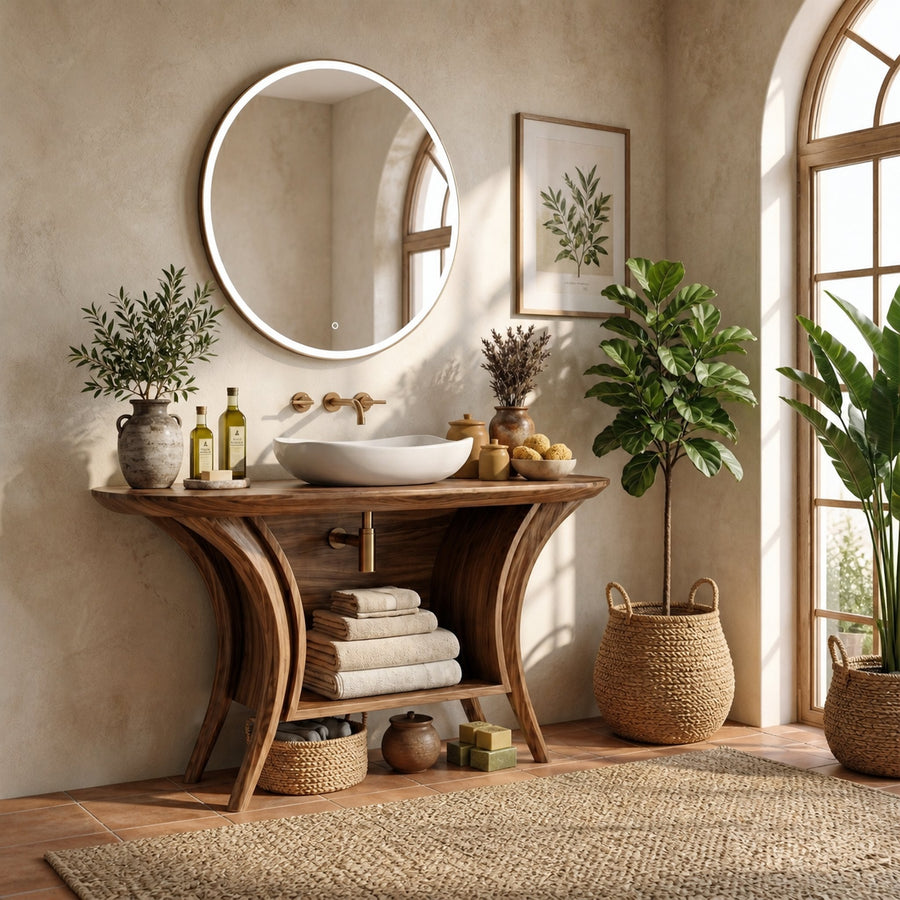 Mid Century Bathroom Vanity For Guest Bath