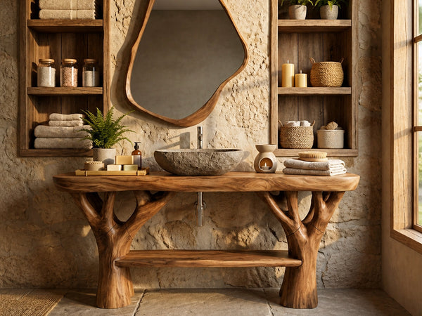 Mid Century Bathroom Vanity For Powder Room