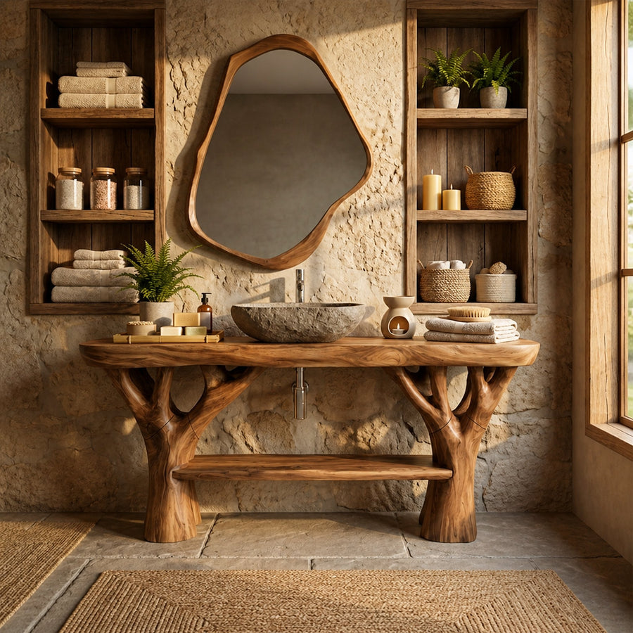 Mid Century Bathroom Vanity For Powder Room