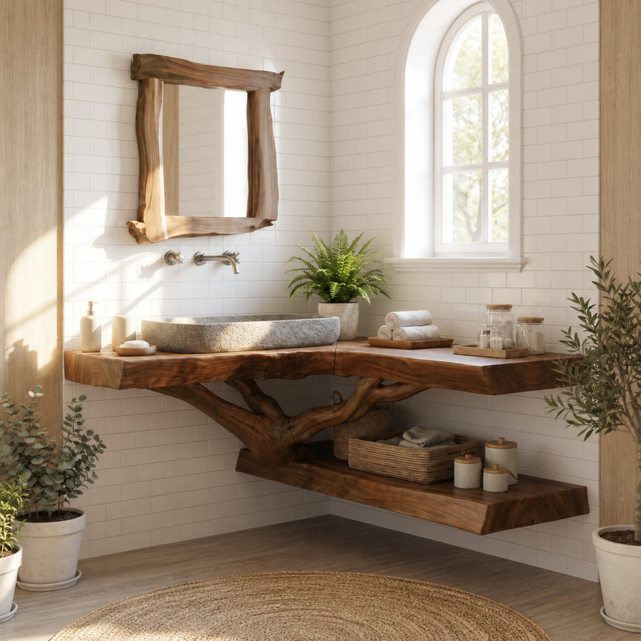 Mid Century Floating Vanity For Bath Space