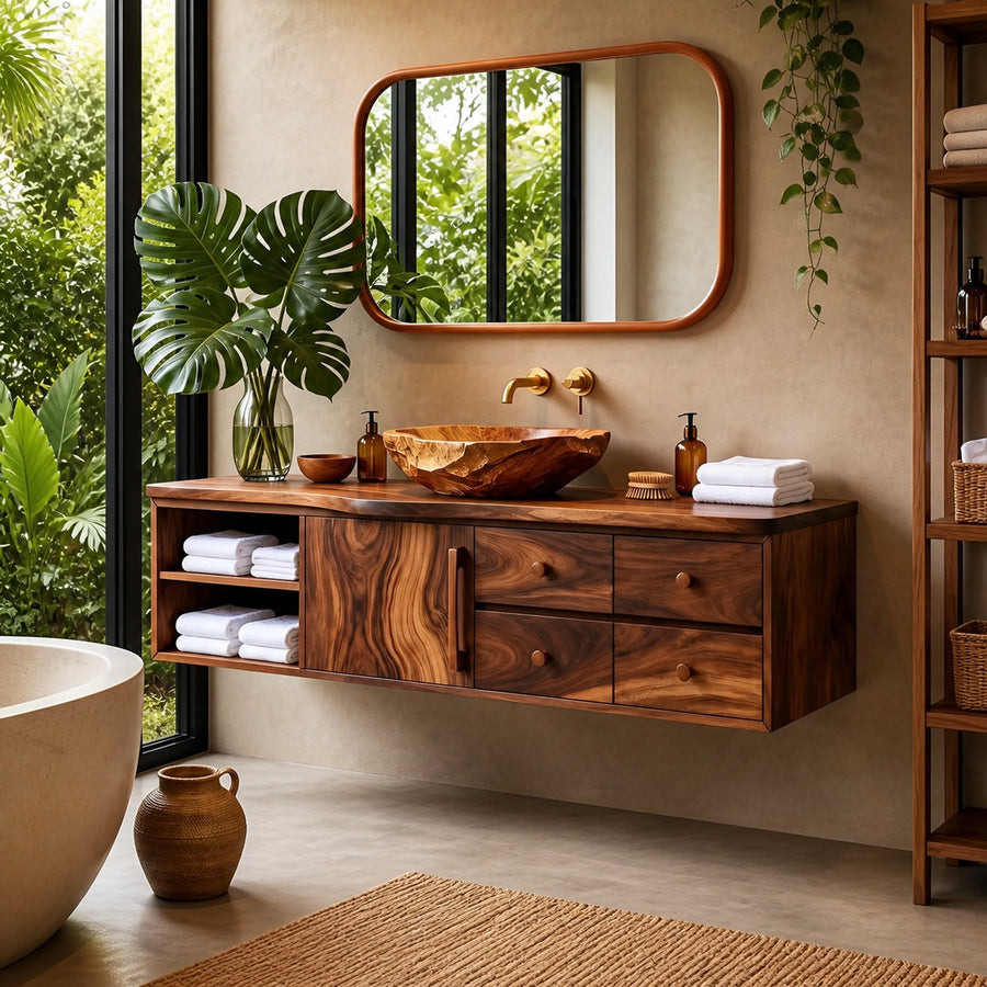 Mid Century Floating Vanity For Luxury Bathroom Interior