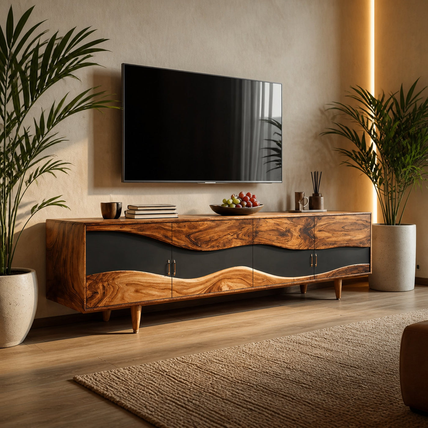 Mid Century Live Edge TV Cabinet For Luxury Living - product view 3