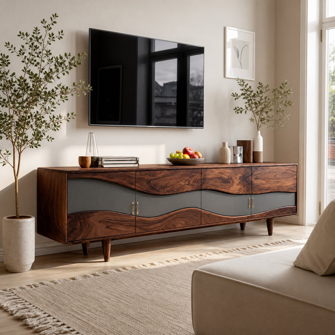 Mid Century Live Edge TV Cabinet For Luxury Living - product view 6