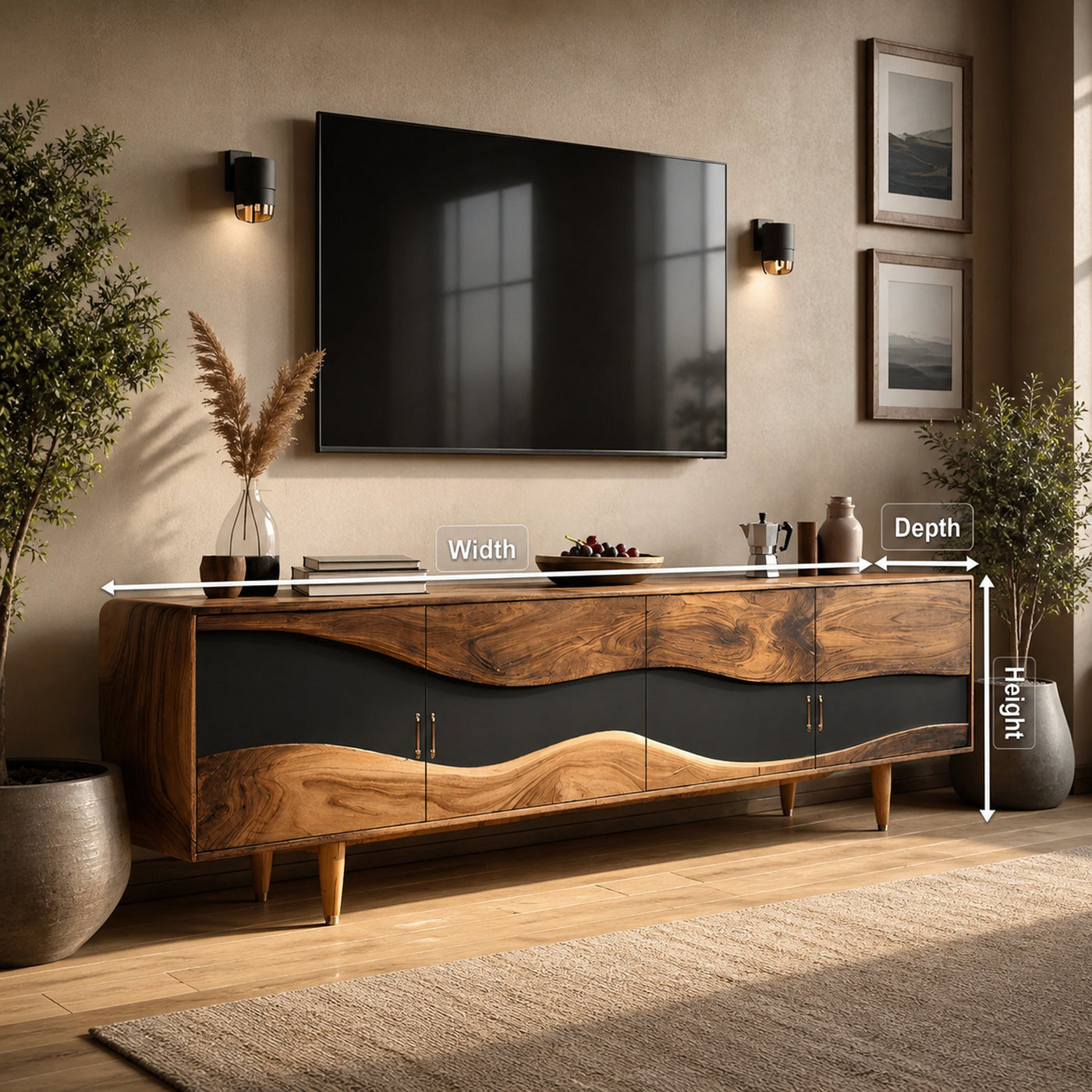 Mid Century Live Edge TV Cabinet For Luxury Living - product view 7