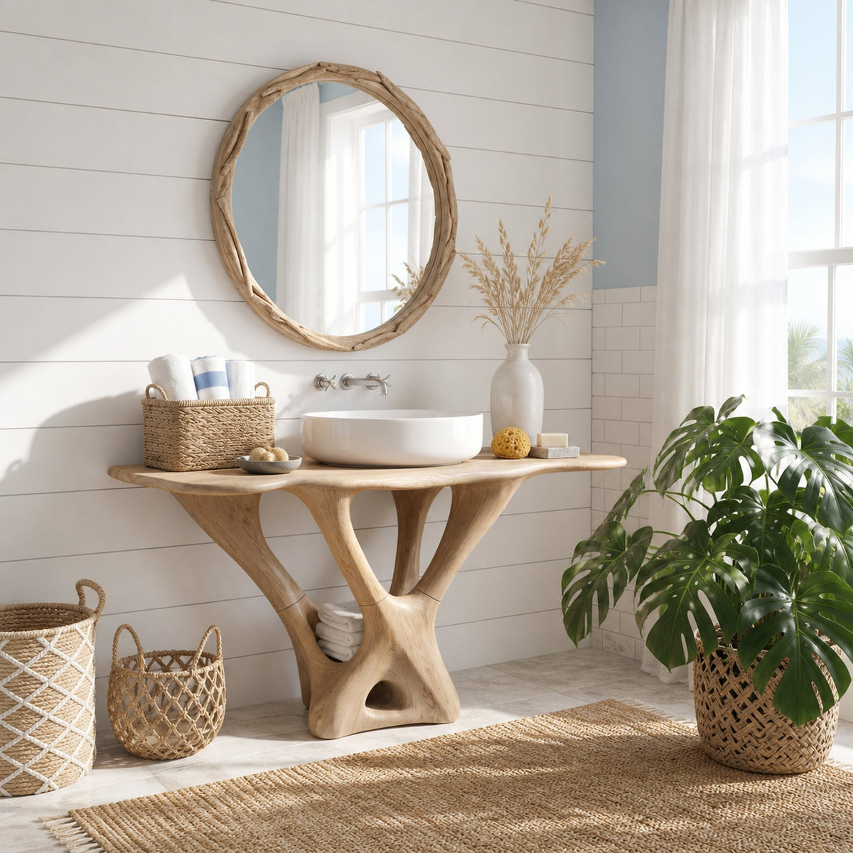 Sandglass Vista Solid Wood Bathroom Vanity with Hourglass Base - product view 4