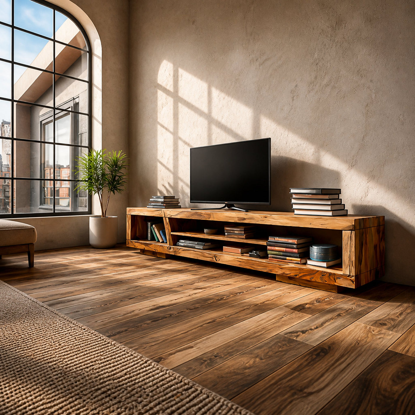 Mid Century TV Cabinet With Storage For Living - product view 2