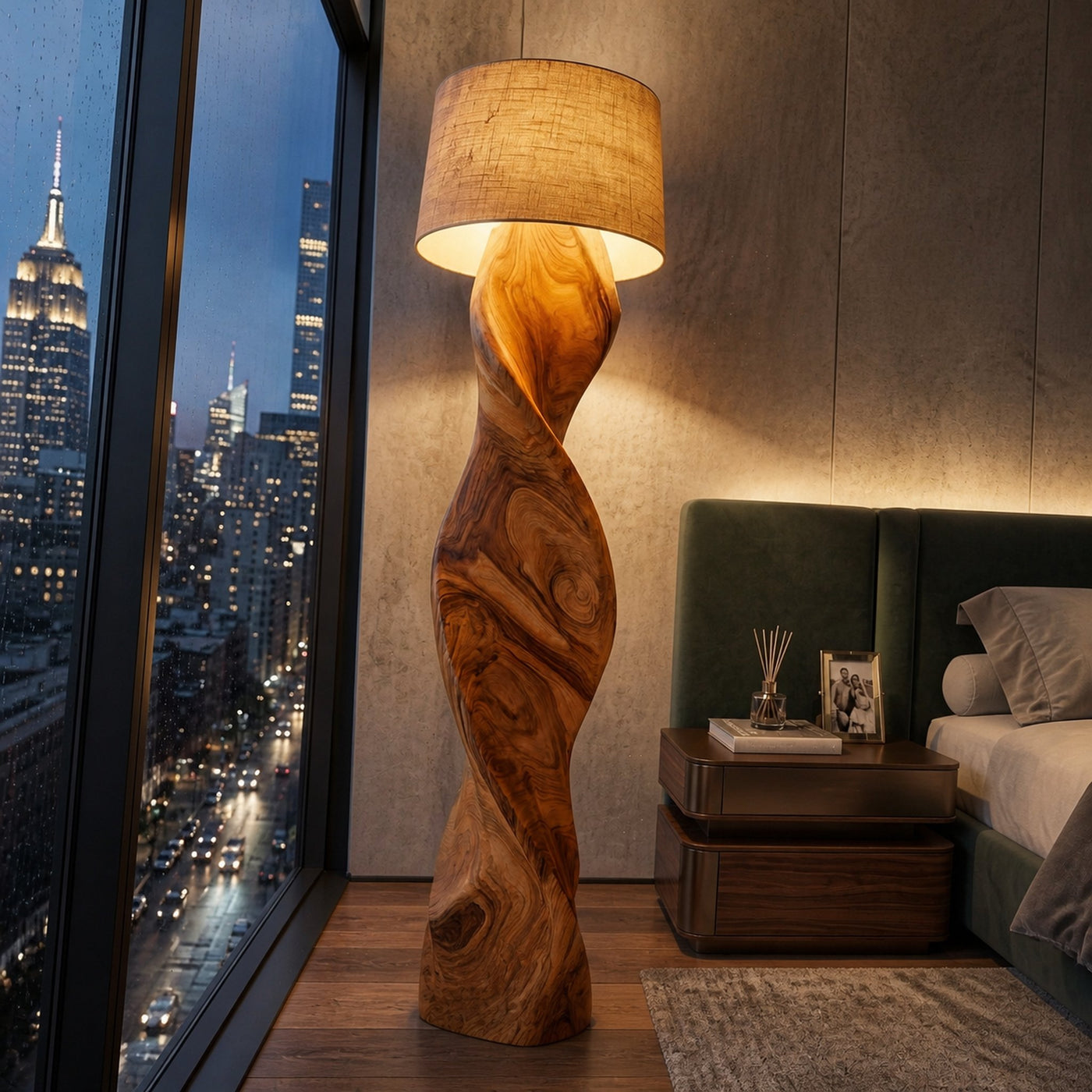 Mid Century Wood Floor Lamp Twisted Body Design For Home - product view 3