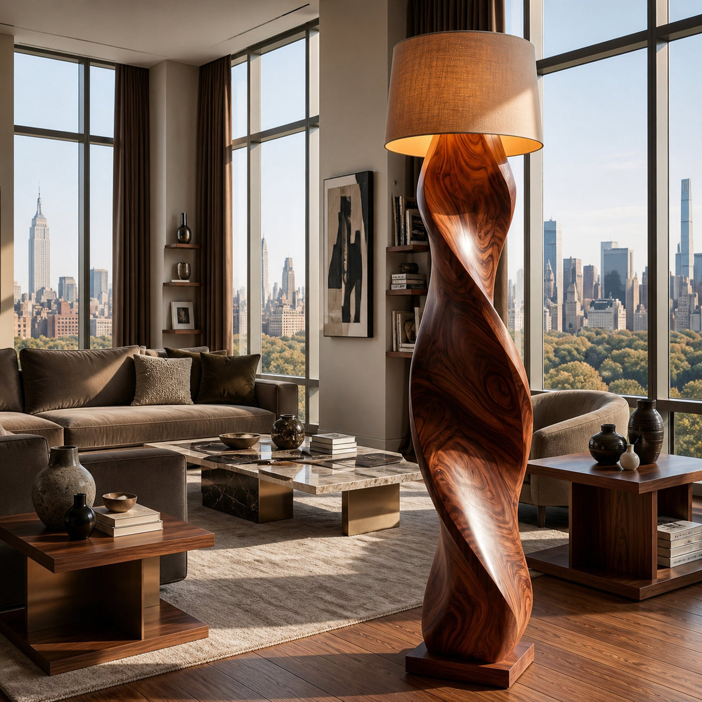 Mid Century Wood Floor Lamp Twisted Body Design For Home - product view 7
