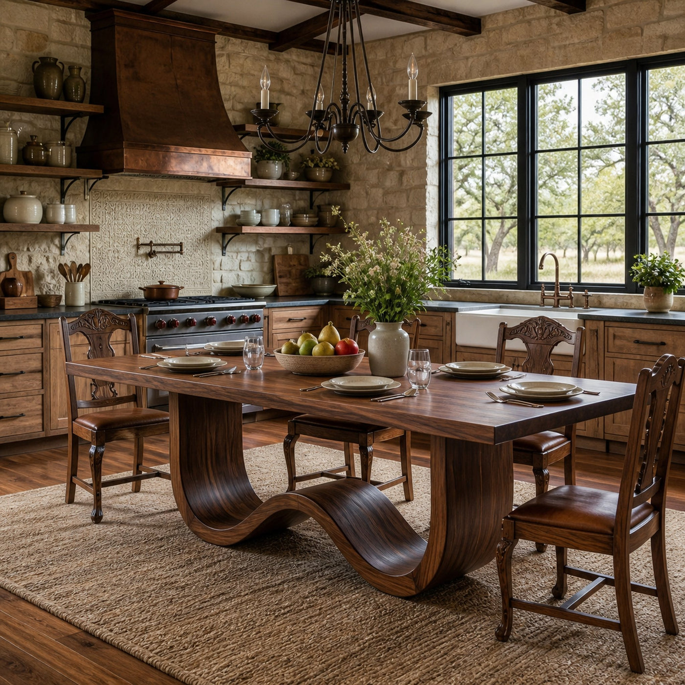 Mid Century Wooden Dining Table With Elegant Base For Kitchen - product view 7