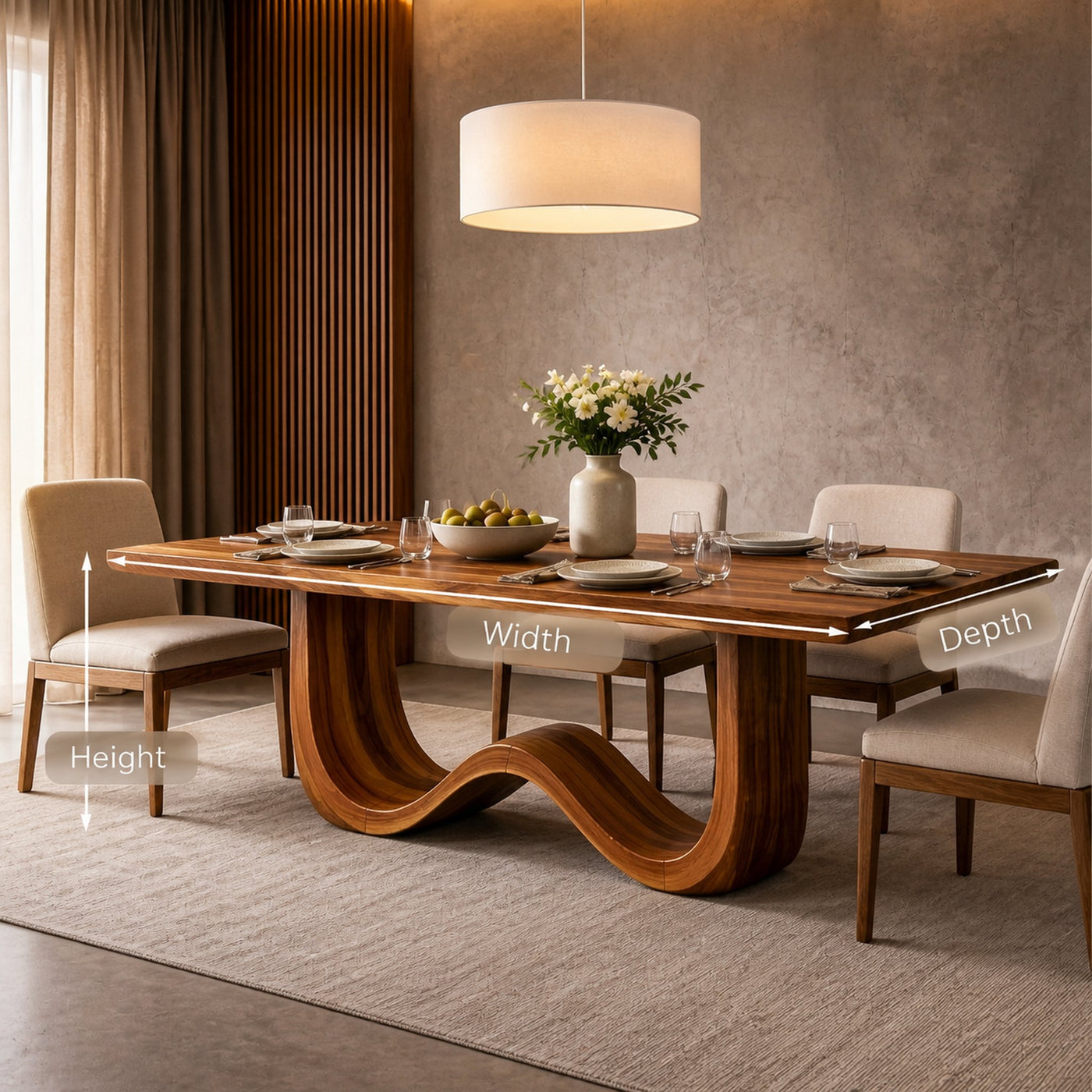 Mid Century Wooden Dining Table With Elegant Base For Kitchen - product view 8