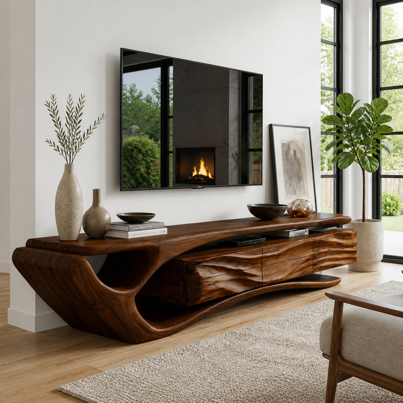 Mid Century Wooden TV Cabinet For Elegant Space - product view 7