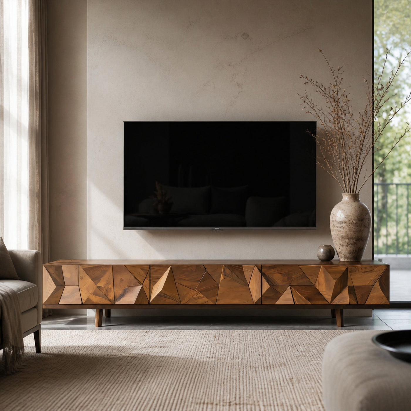 Mid Century Wooden TV Console For Entryway Decor - product view 2