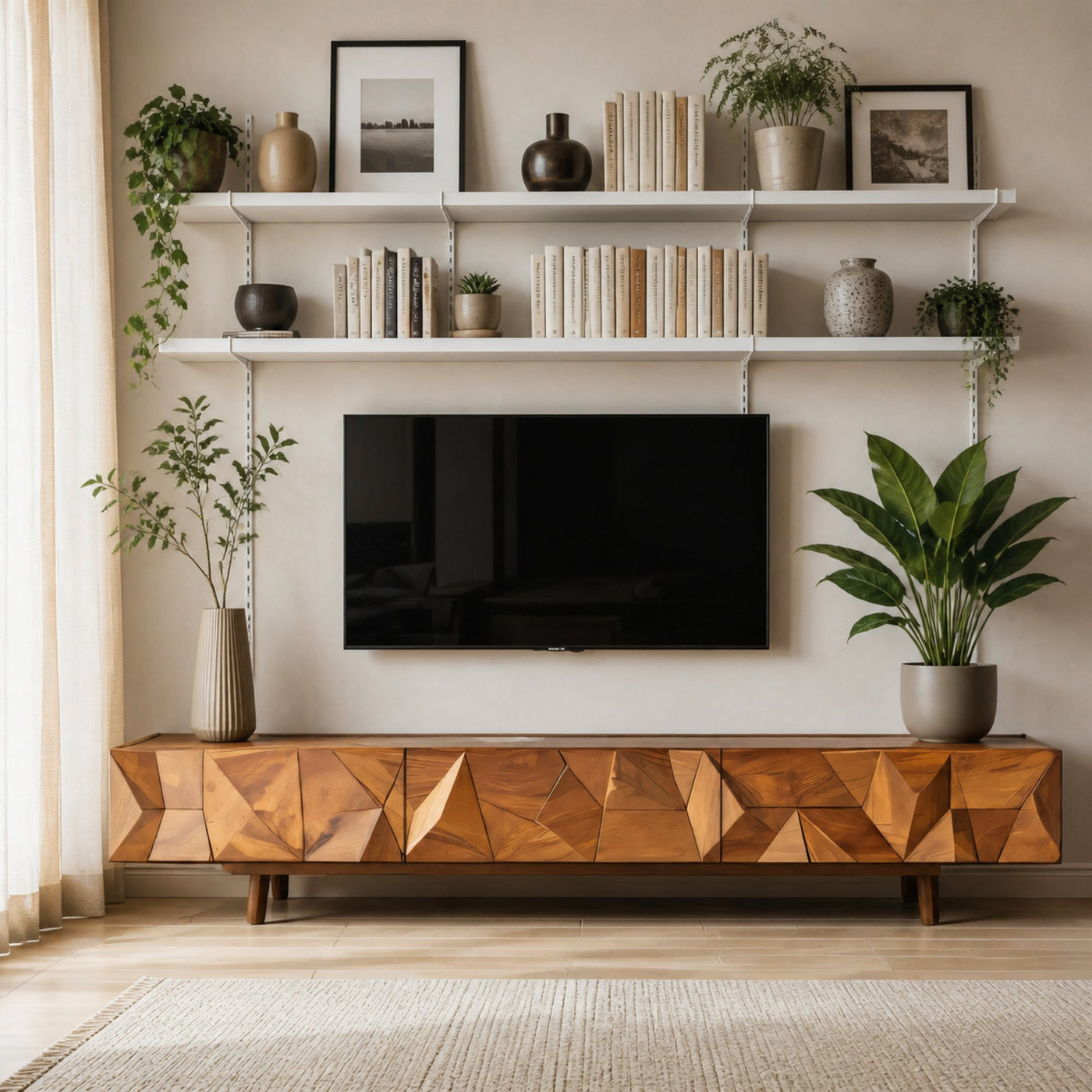 Mid Century Wooden TV Console For Entryway Decor - product view 3