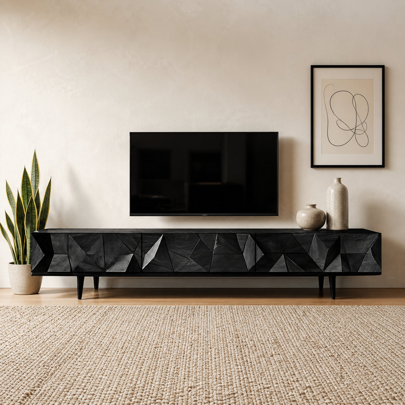 Mid Century Wooden TV Console For Entryway Decor - product view 4