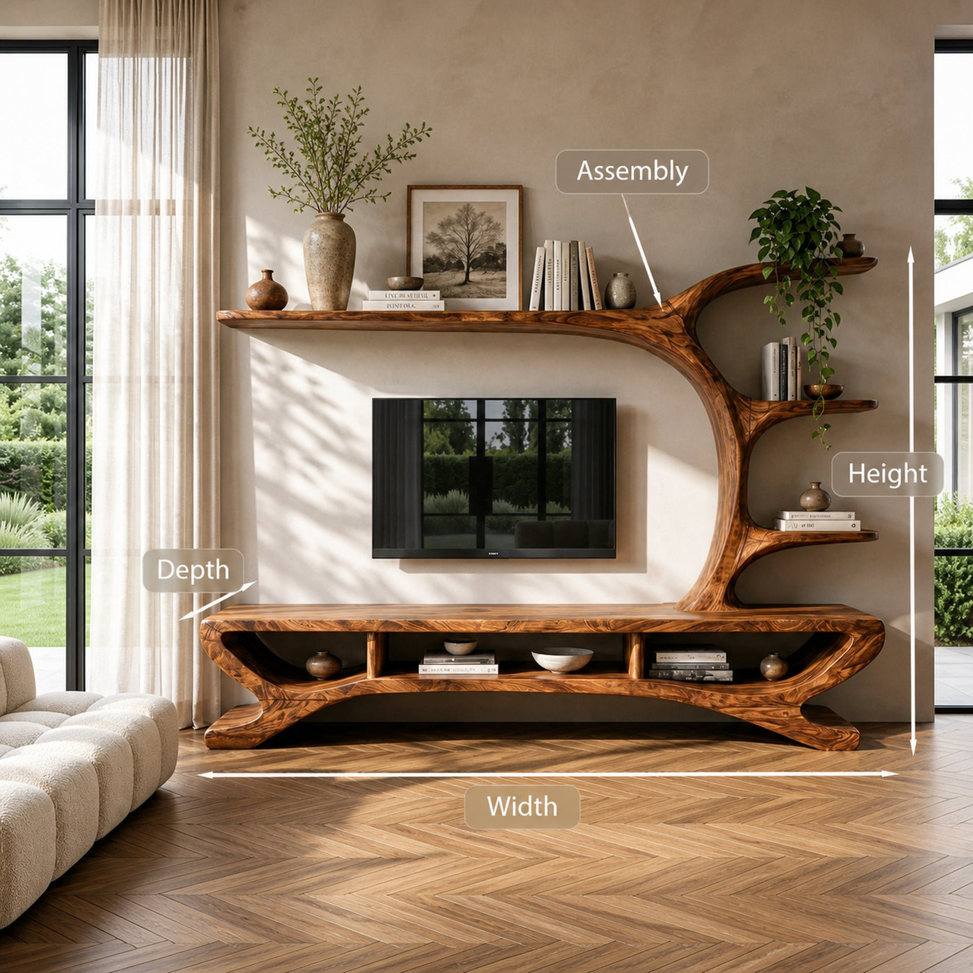 Mid Century Wooden TV Stand Sculptural Design For Living Room - product view 8