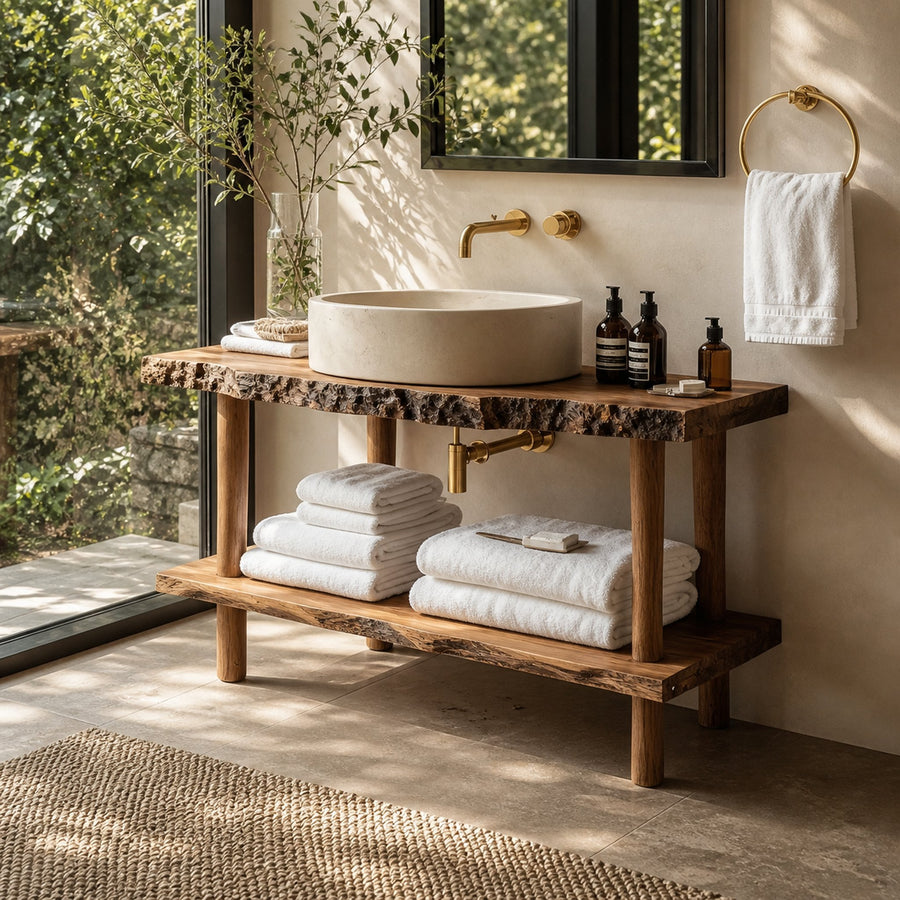 Mid Century Wooden Vanity For Bathroom Furniture Decor