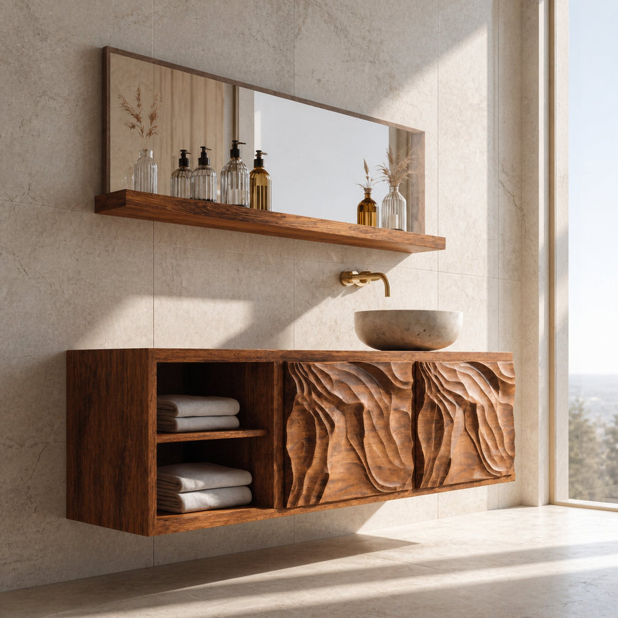 Minimal Sculptural Bathroom Vanity For Bathroom Interior