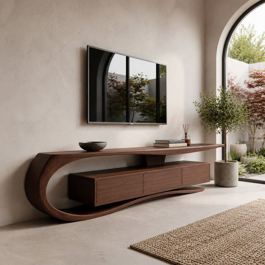 Minimalist Curved TV Console For Living Room