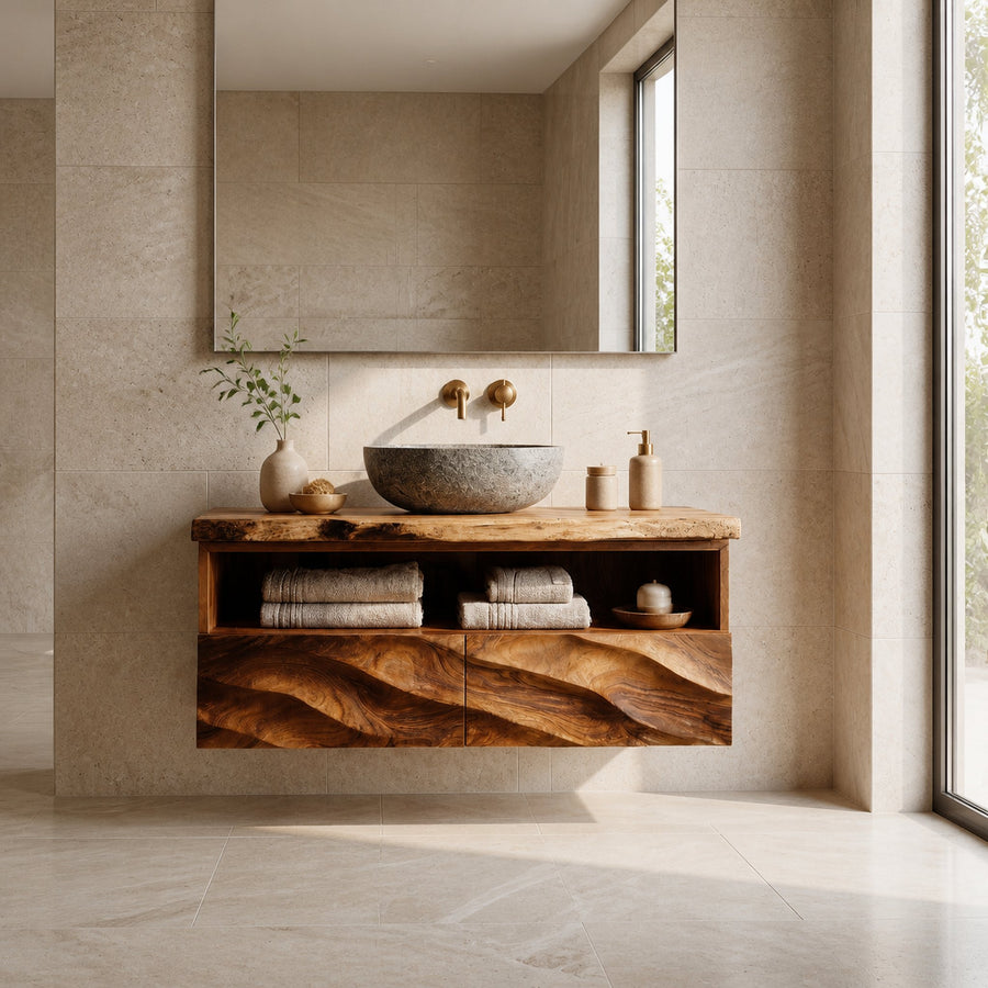 Minimalist Floating Wooden Bathroom Vanity For Bathroom