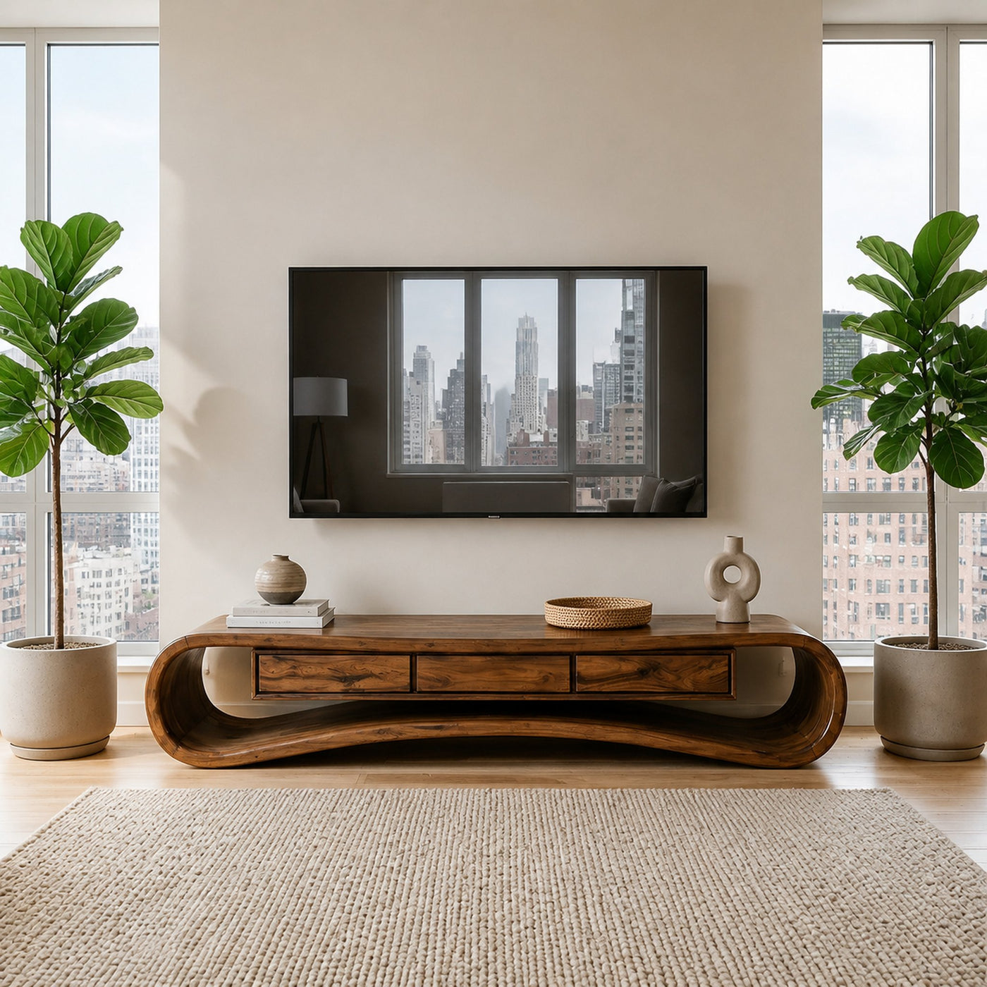 Minimalist Live Edge TV Stand For Living Room