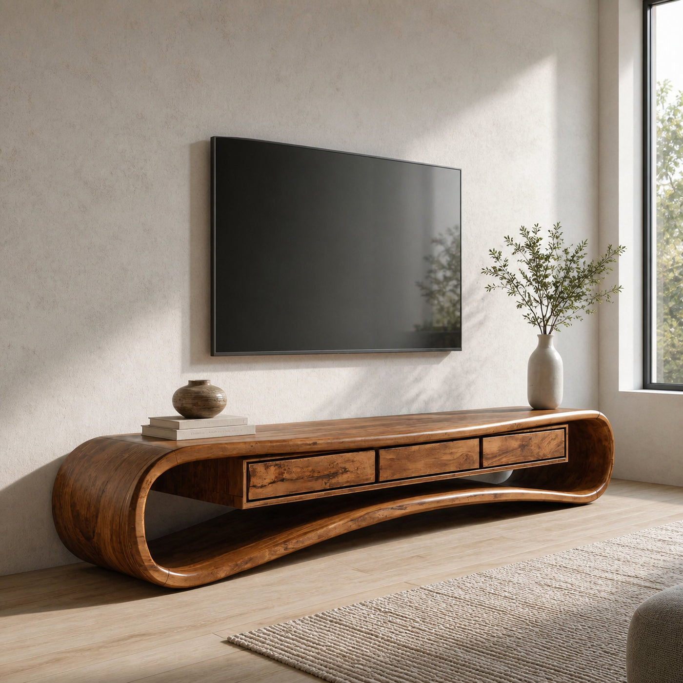Minimalist Live Edge TV Stand For Living Room - product view 4