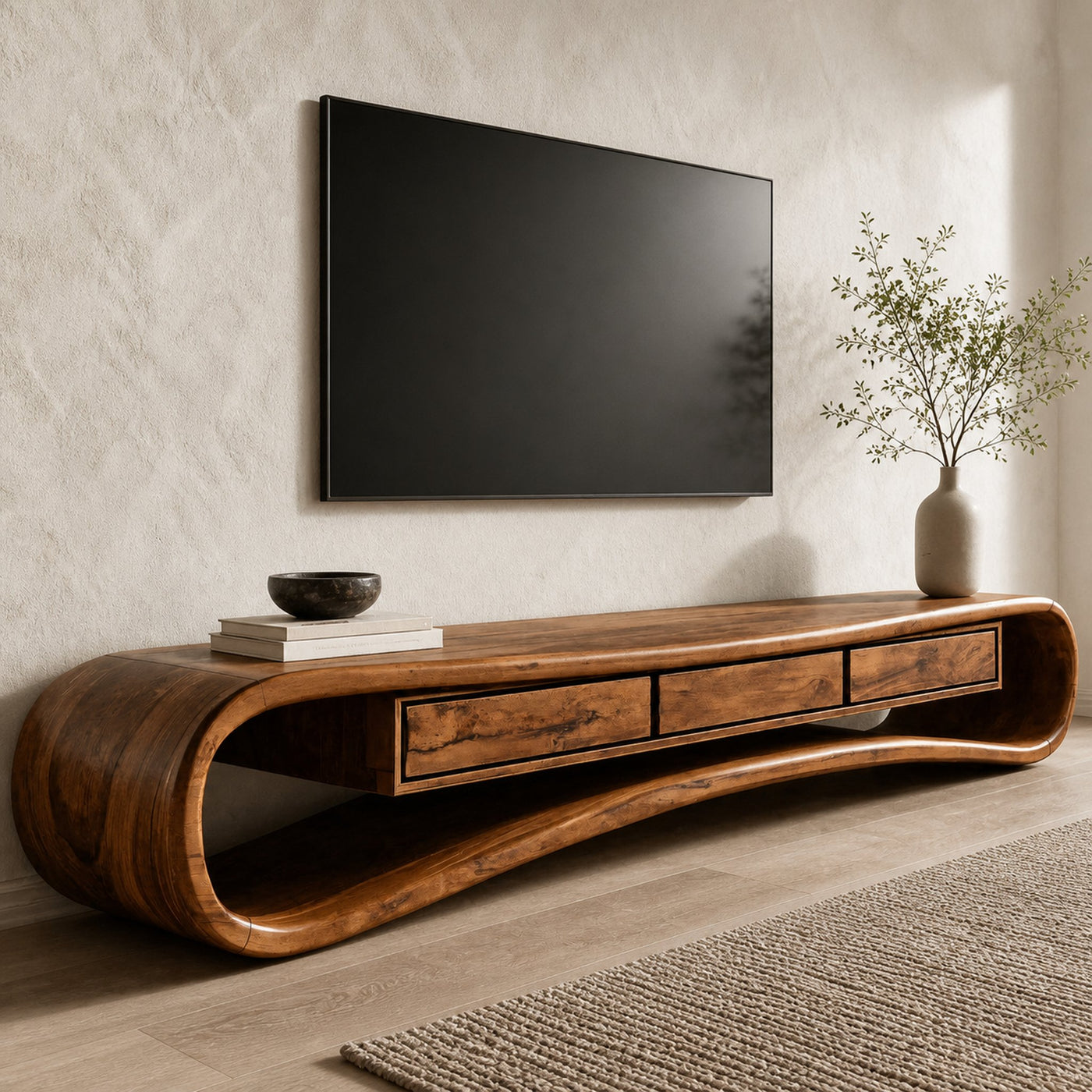 Minimalist Live Edge TV Stand For Living Room - product view 5
