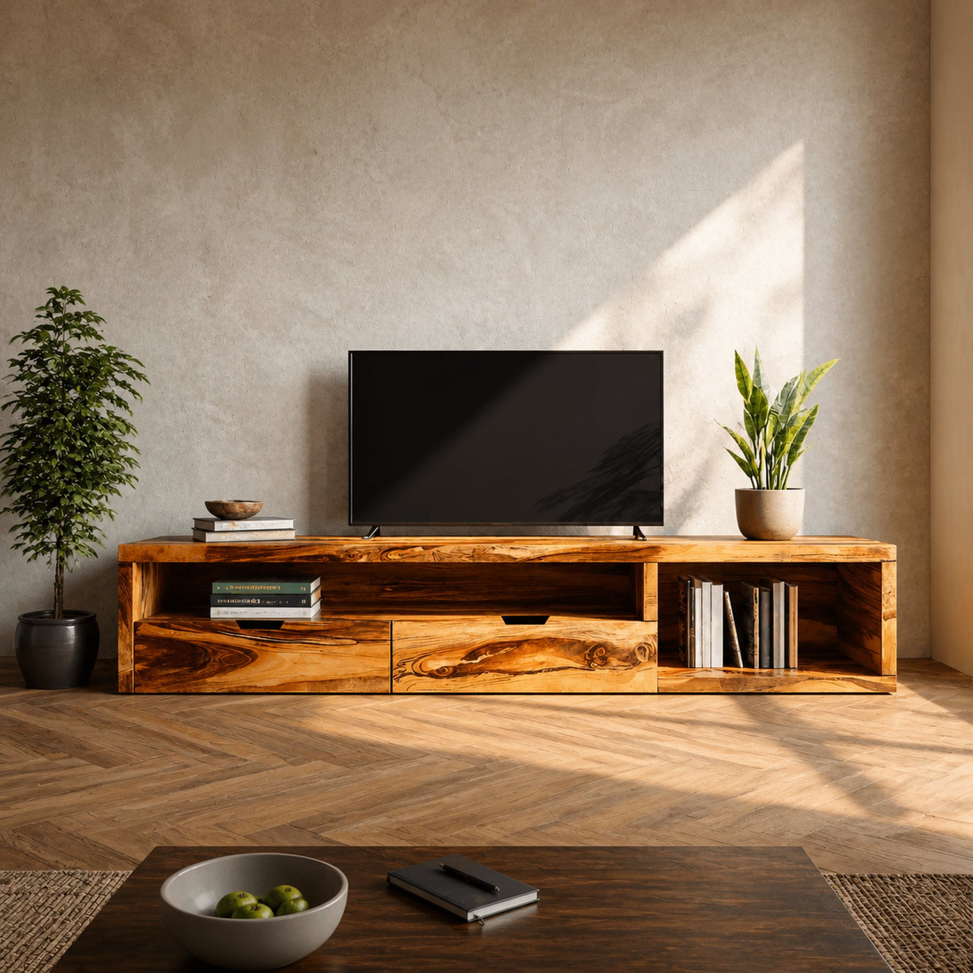 Minimalist Media Console For Flatscreen TV And Storage