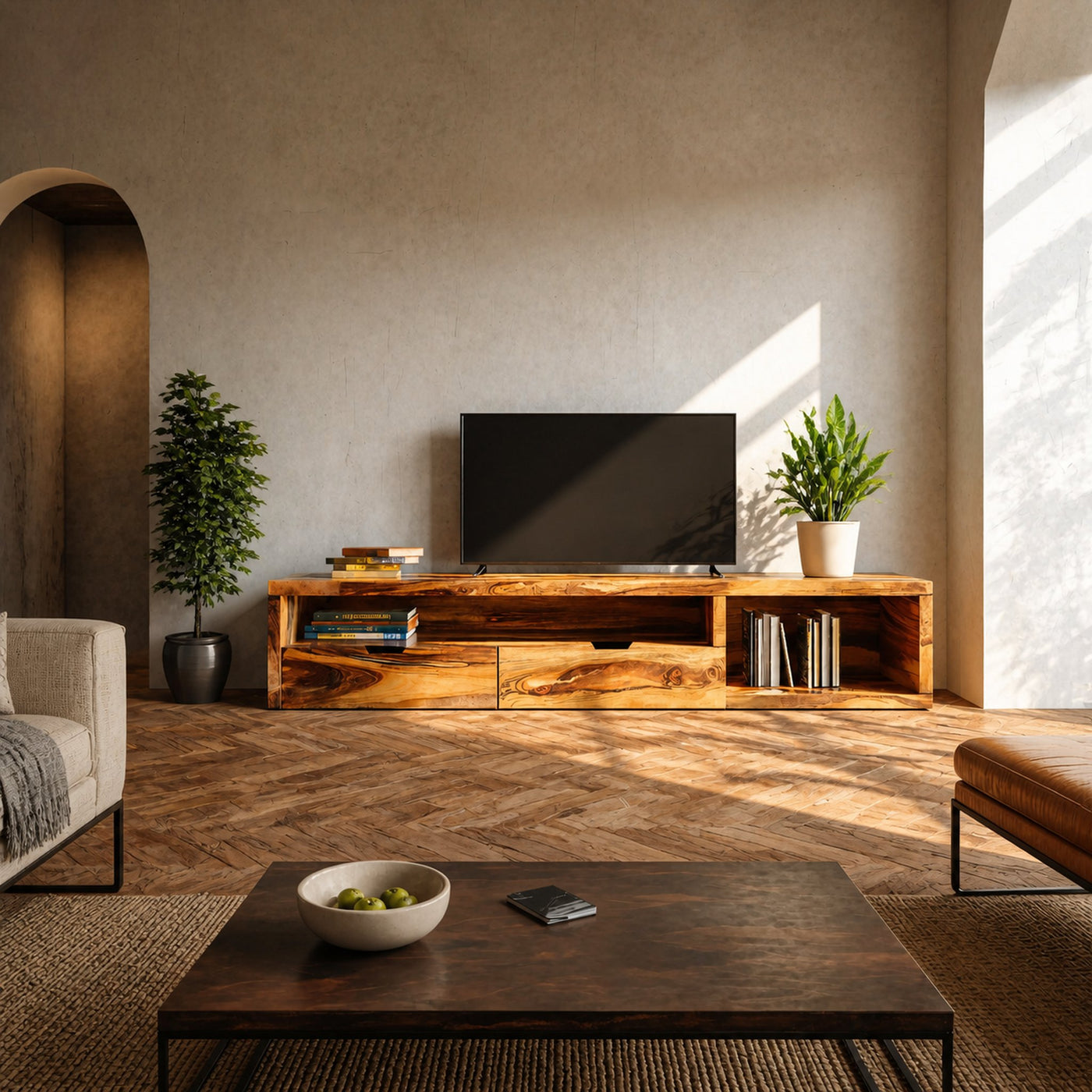 Minimalist Media Console For Flatscreen TV And Storage - product view 2