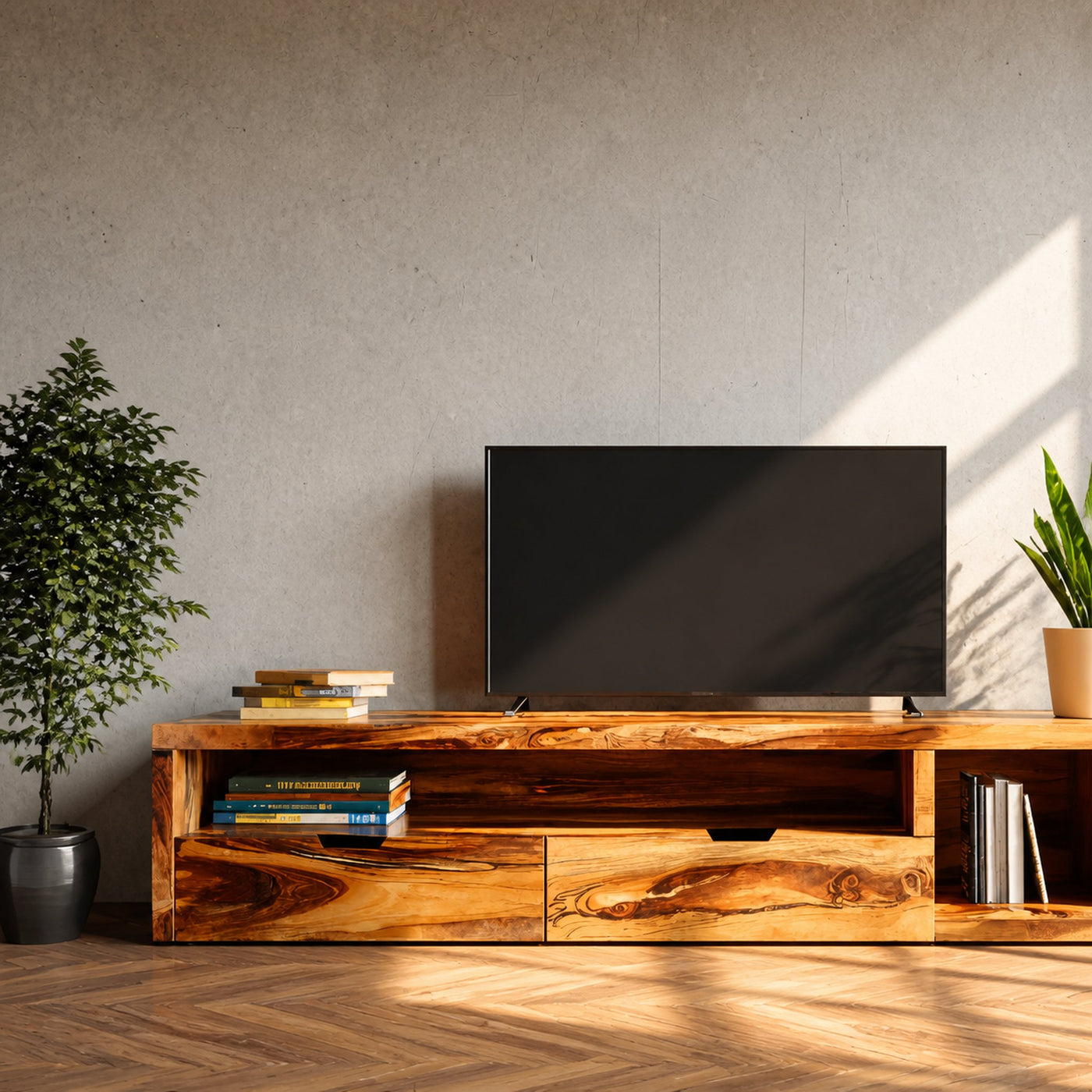 Minimalist Media Console For Flatscreen TV And Storage - product view 3