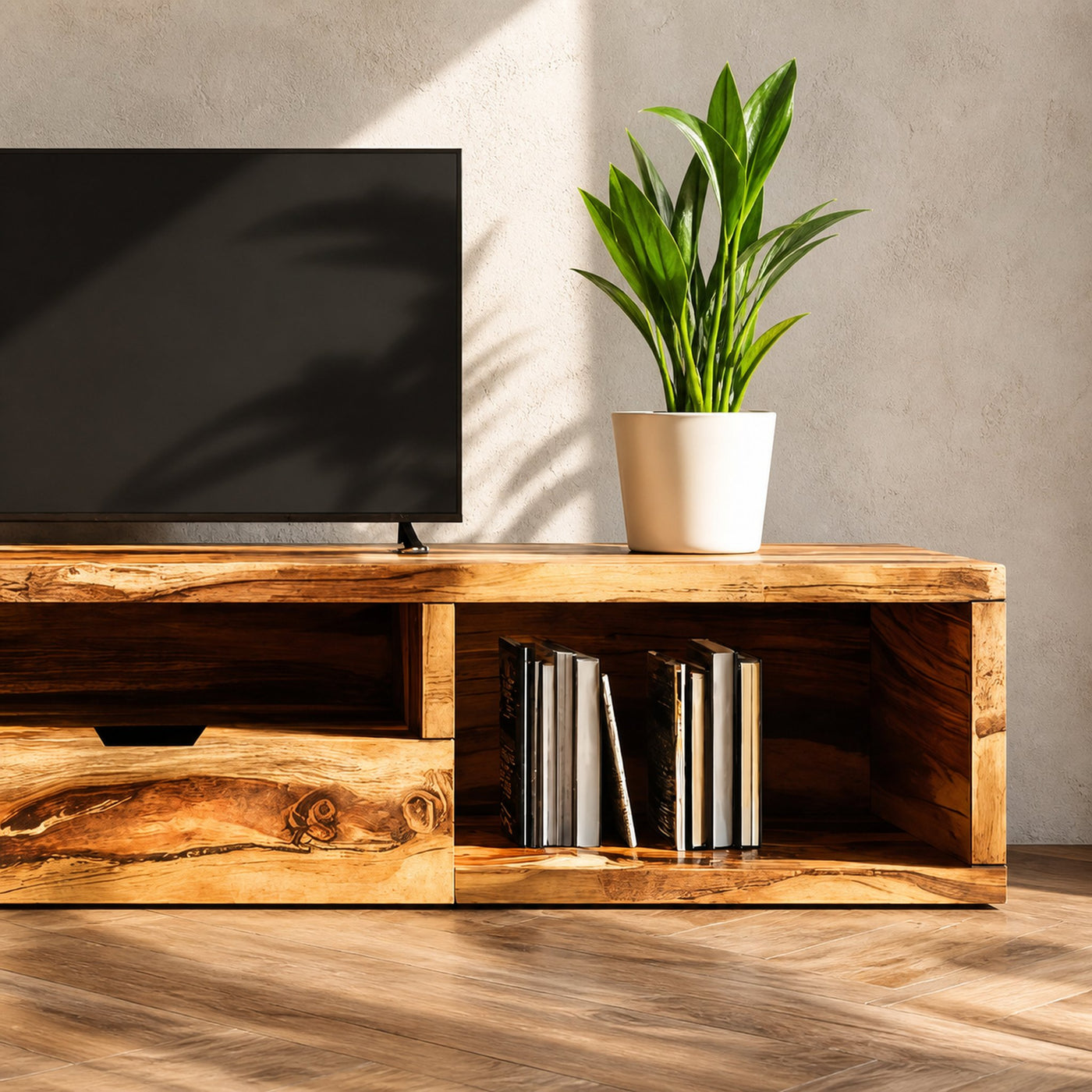 Minimalist Media Console For Flatscreen TV And Storage - product view 4