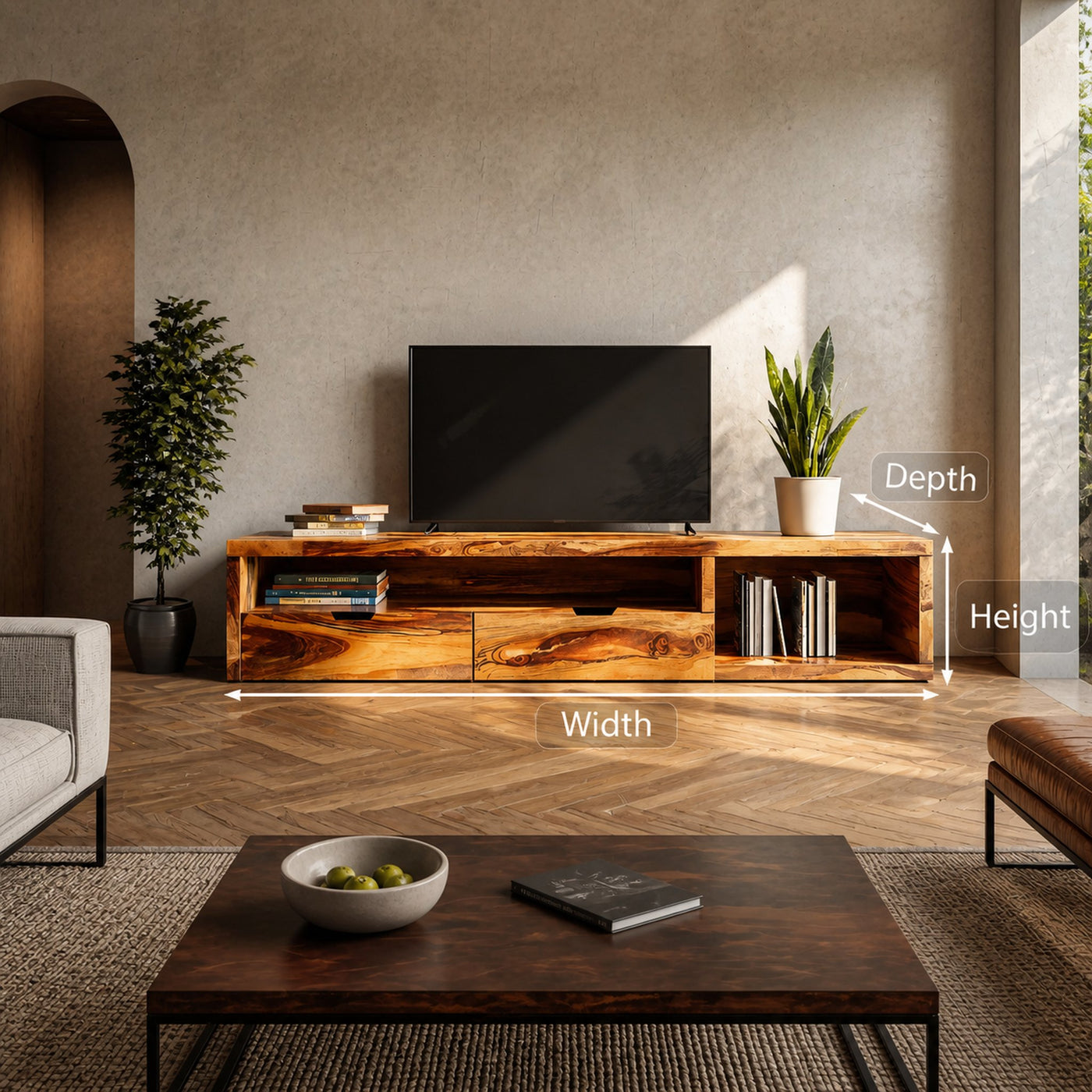 Minimalist Media Console For Flatscreen TV And Storage - product view 6