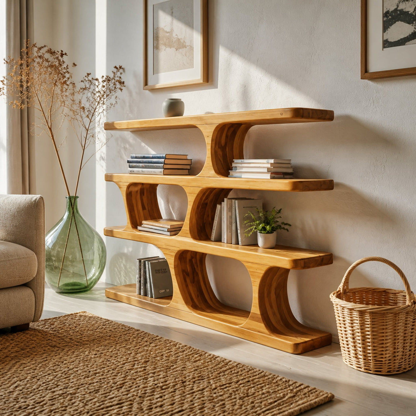 Wavy tiers by the tall window