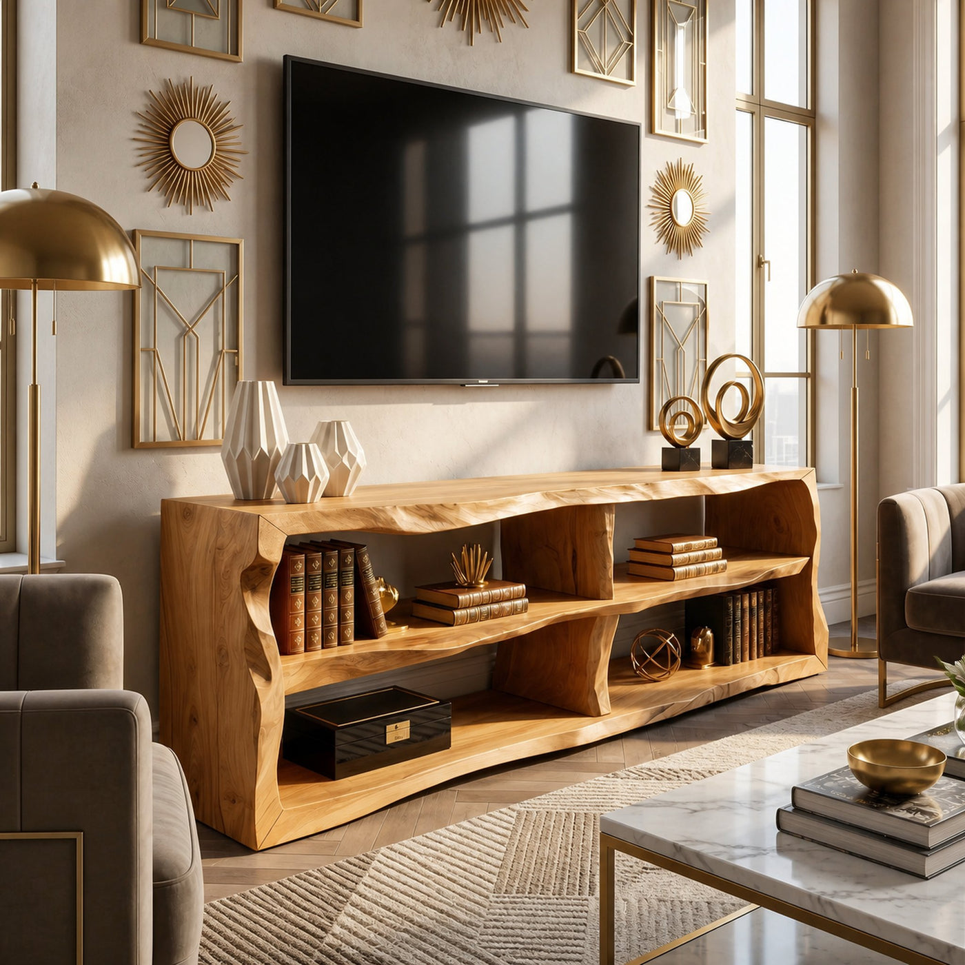 Minimalist Organic TV Cabinet For Media Room - product view 5