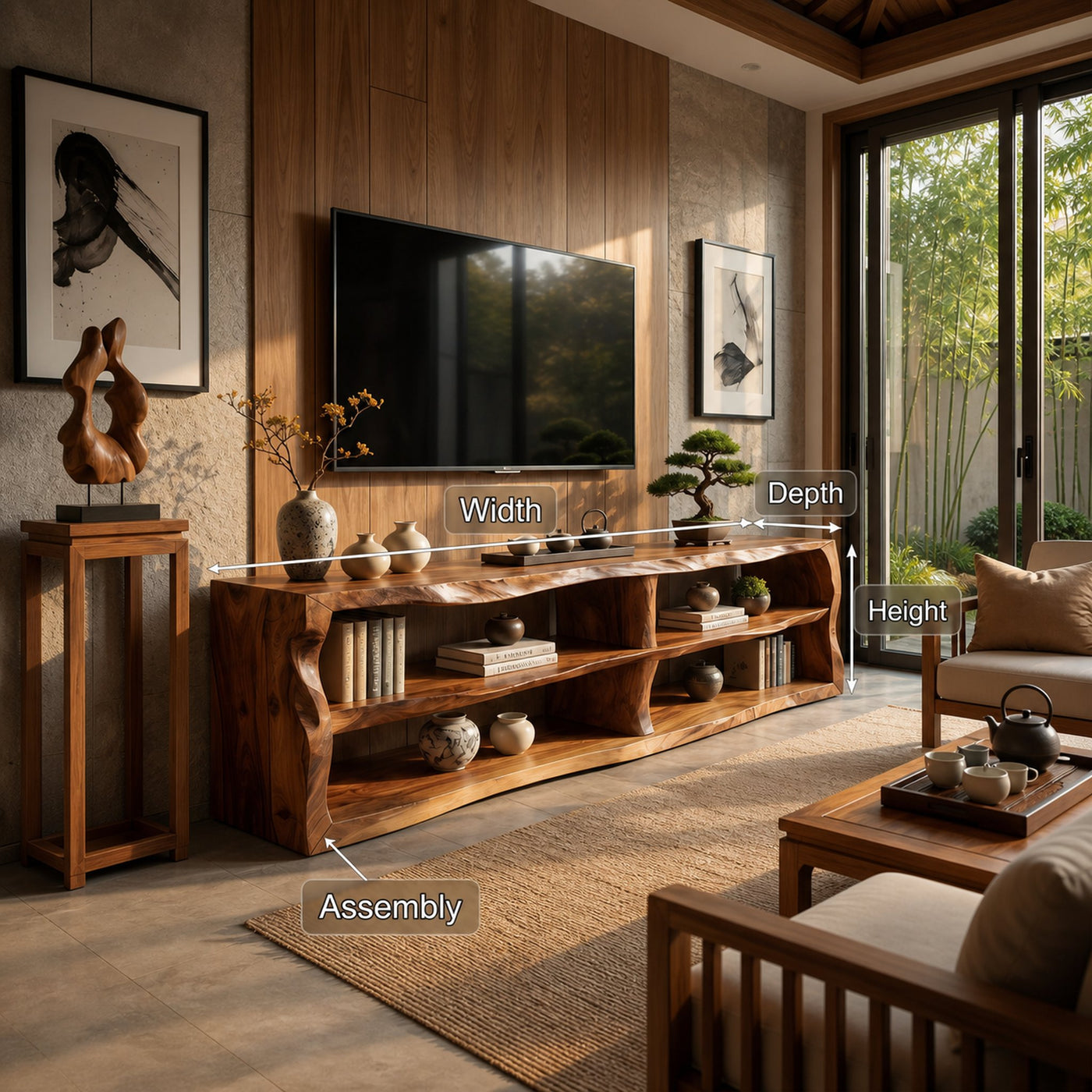 Minimalist Organic TV Cabinet For Media Room - product view 8
