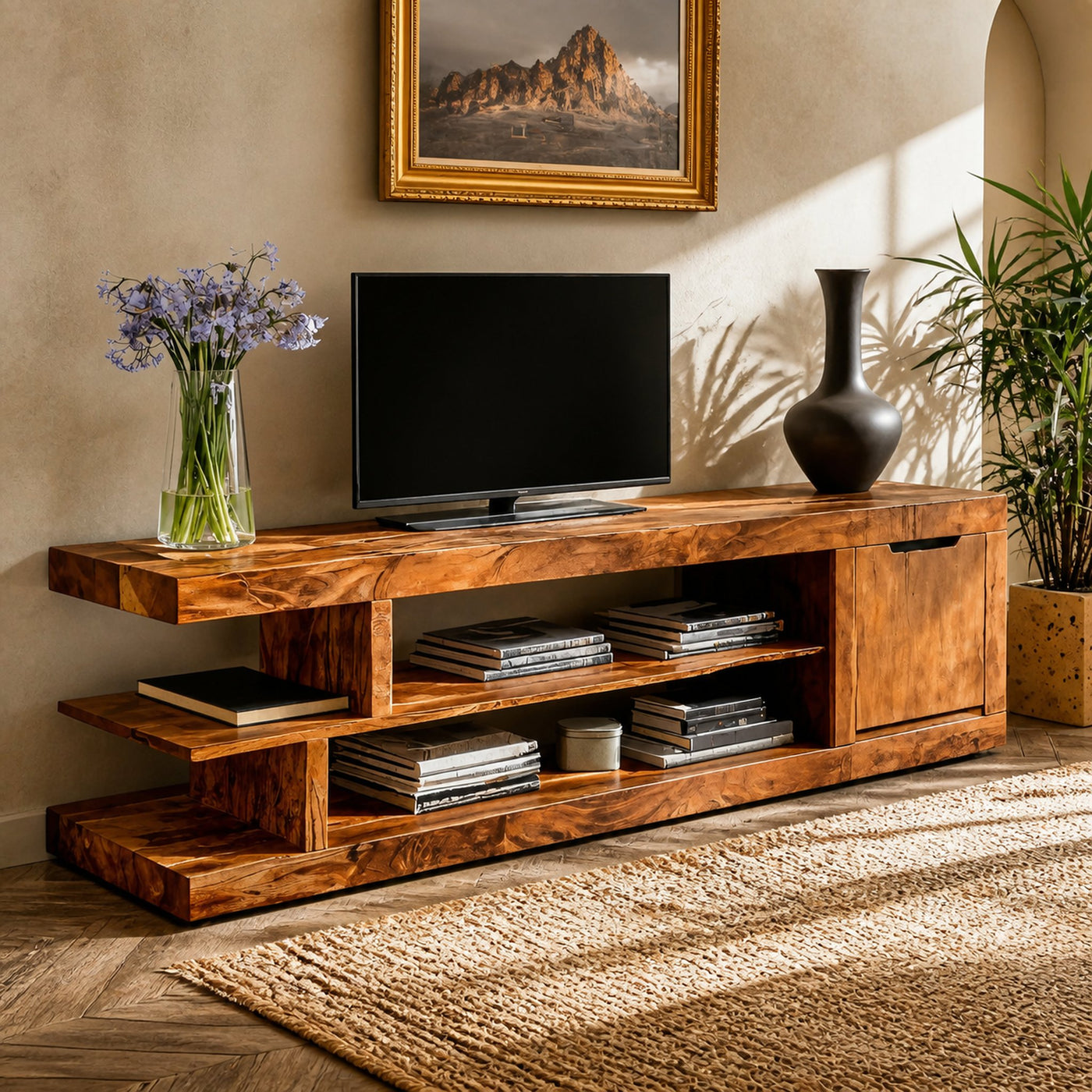 Minimalist TV Cabinet With Open Shelves For Living Room - product view 2