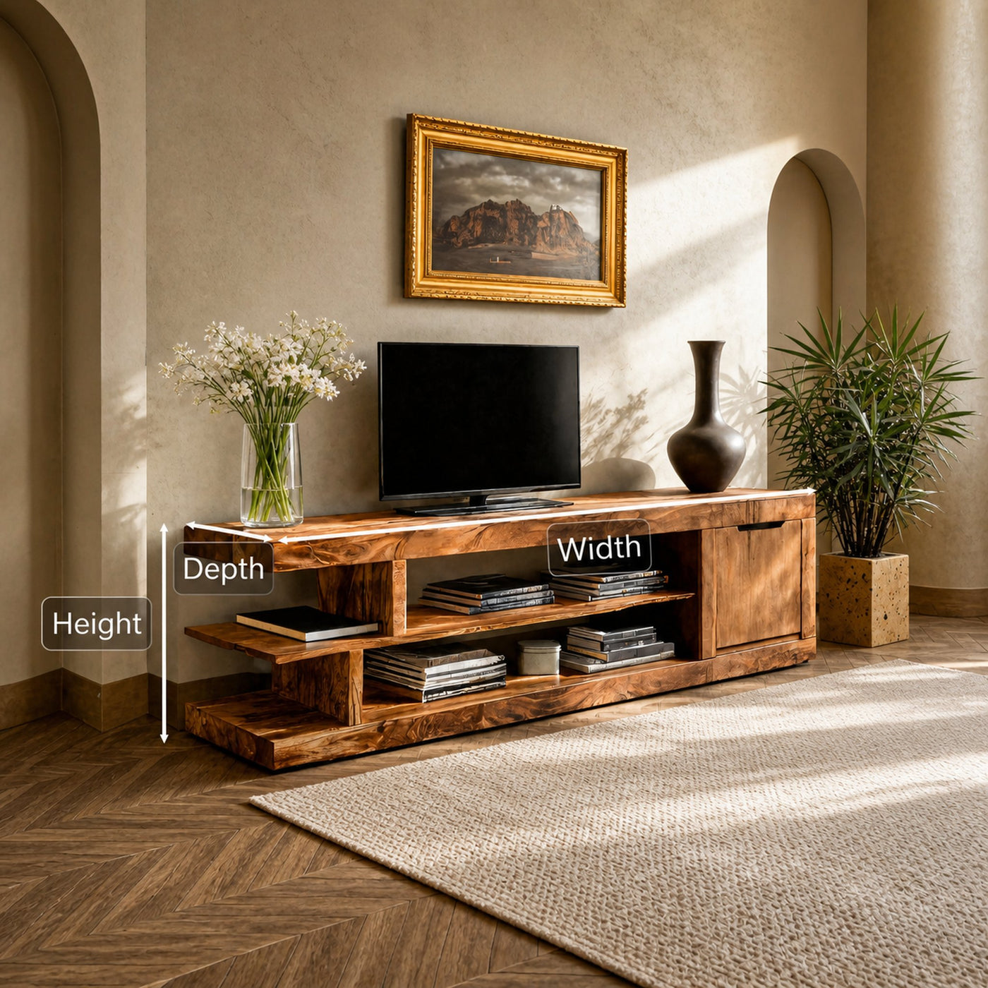 Minimalist TV Cabinet With Open Shelves For Living Room - product view 6