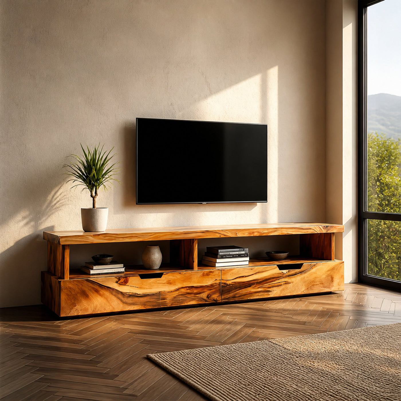 Minimalist TV Stand With Functional Design For Living