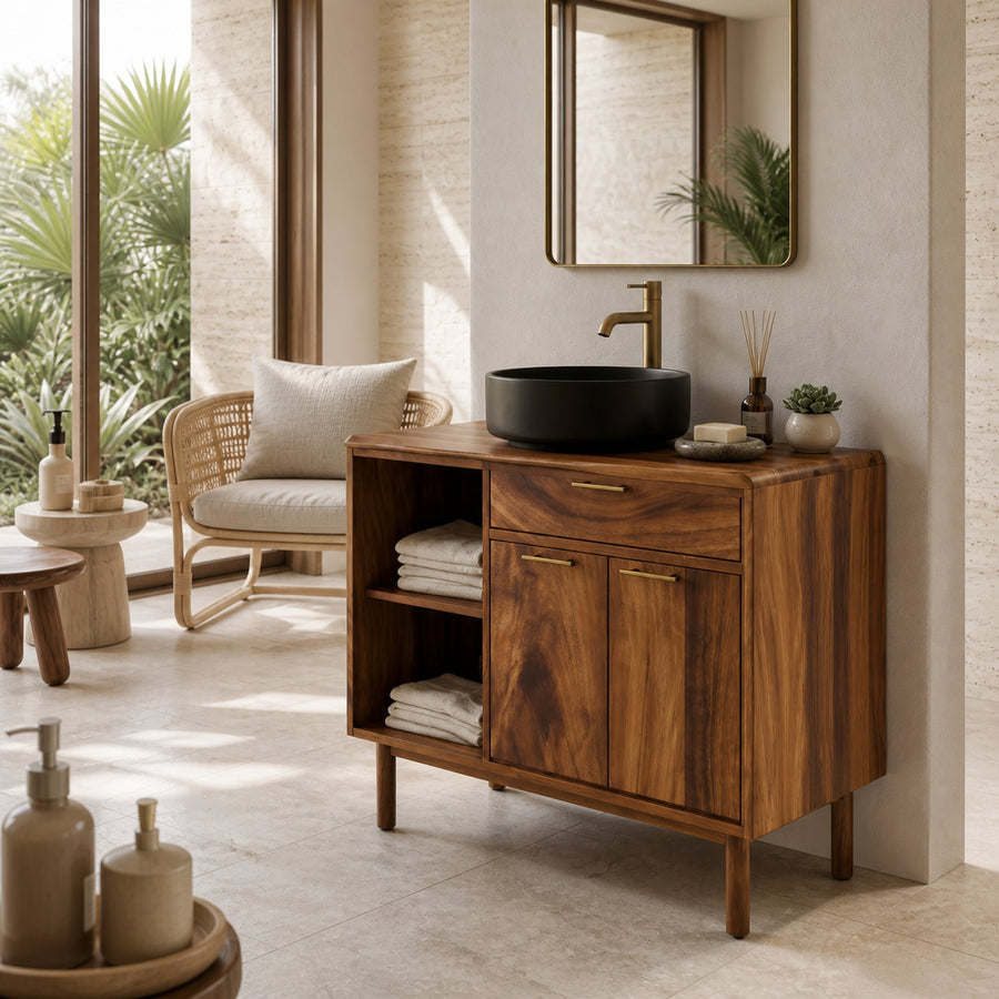 Minimalist Wood Bathroom Vanity For Contemporary Bath