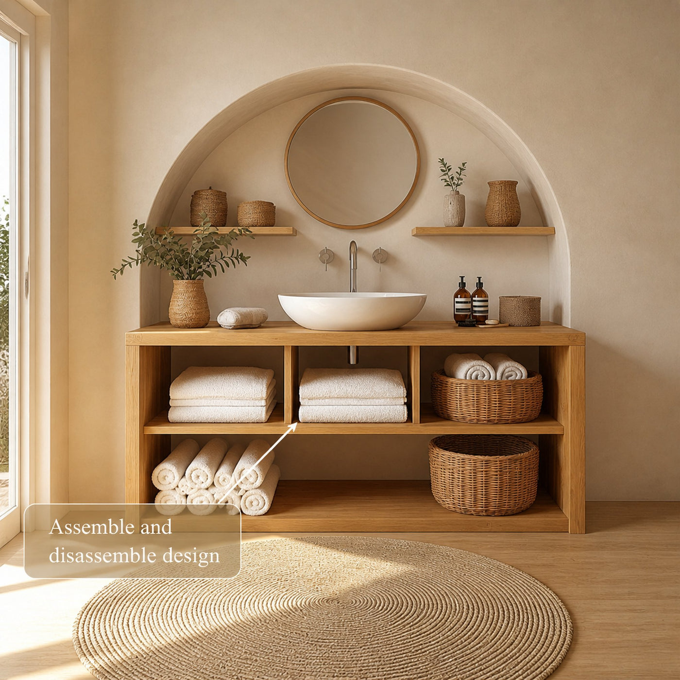 Modern Bathroom Storage Cabinet With Clean Natural Wood Finish For Bathroom - product view 4