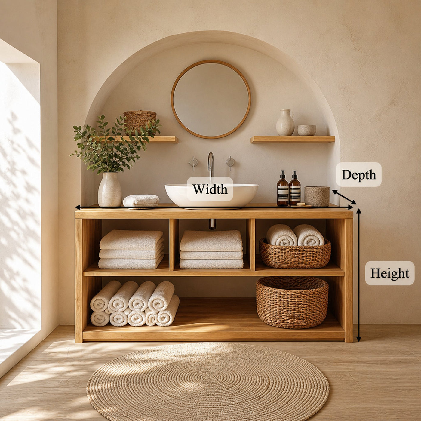 Modern Bathroom Storage Cabinet With Clean Natural Wood Finish For Bathroom - product view 5