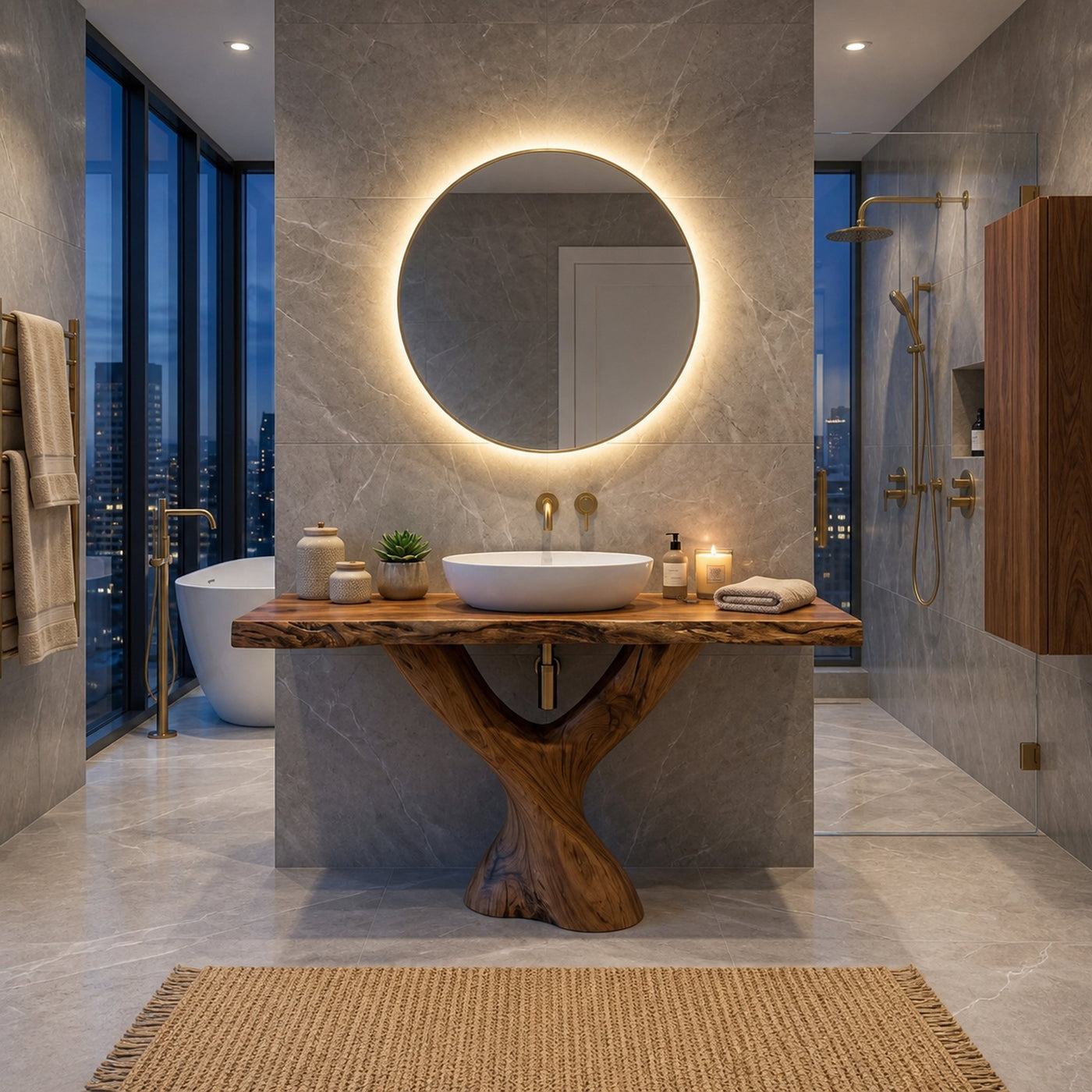 Modern Bathroom Vanity With Twisted Base For Spa Bath - product view 2